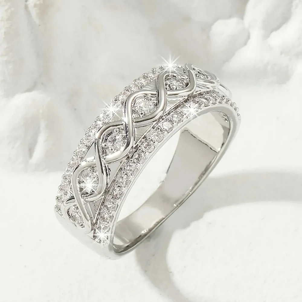 Infinity Symbol Inlaid Diamond Ring - Picture 4 of 7